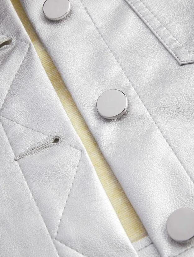 Faux Leather Silver Shacket