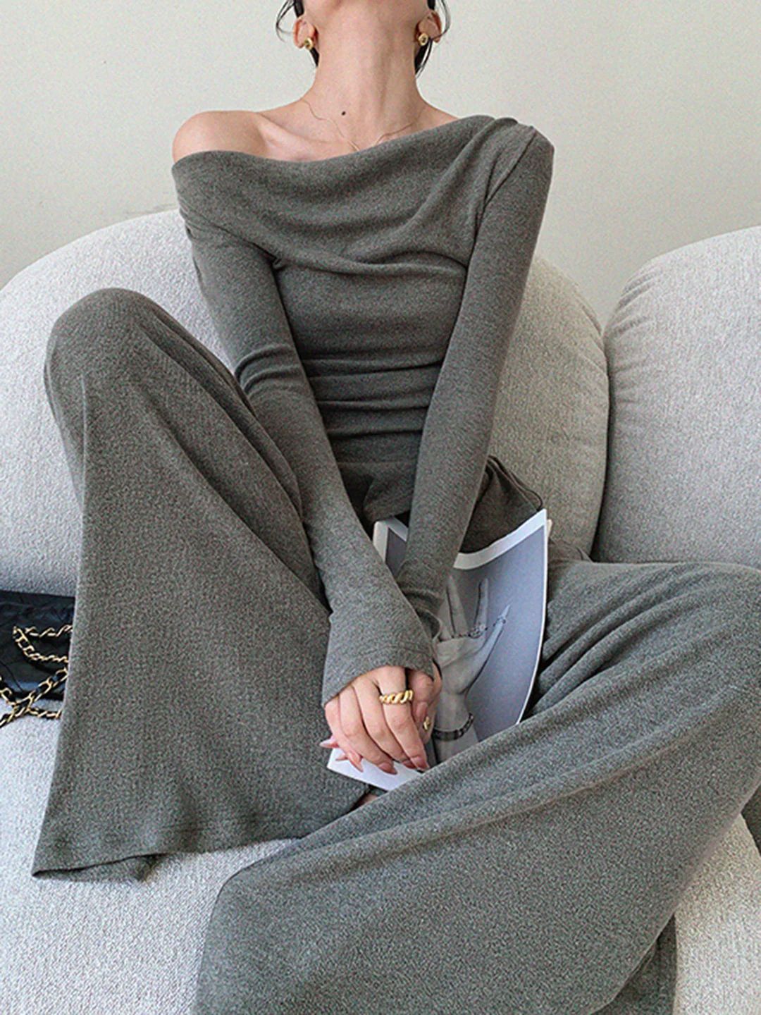 Asymmetrical Draped Pants Set