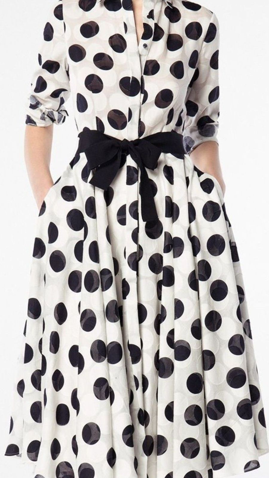 Carolina Herrera Blue Polka Dot Midi Dress