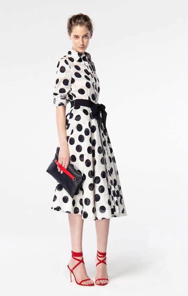 Carolina Herrera Blue Polka Dot Midi Dress