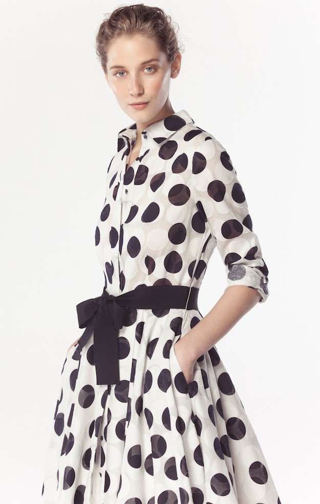 Carolina Herrera Blue Polka Dot Midi Dress