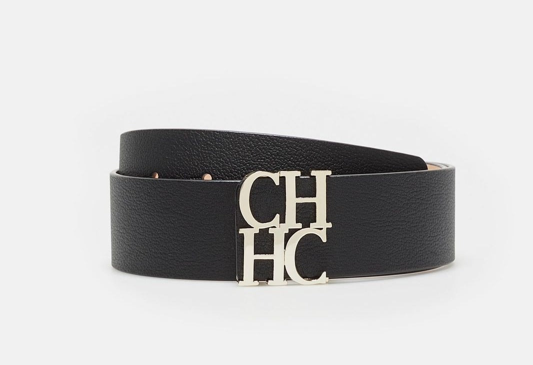 Cinturon Carolina Herrera Piel Sequoia Hebilla con las Iniciales CH bañada en oro Chiaro