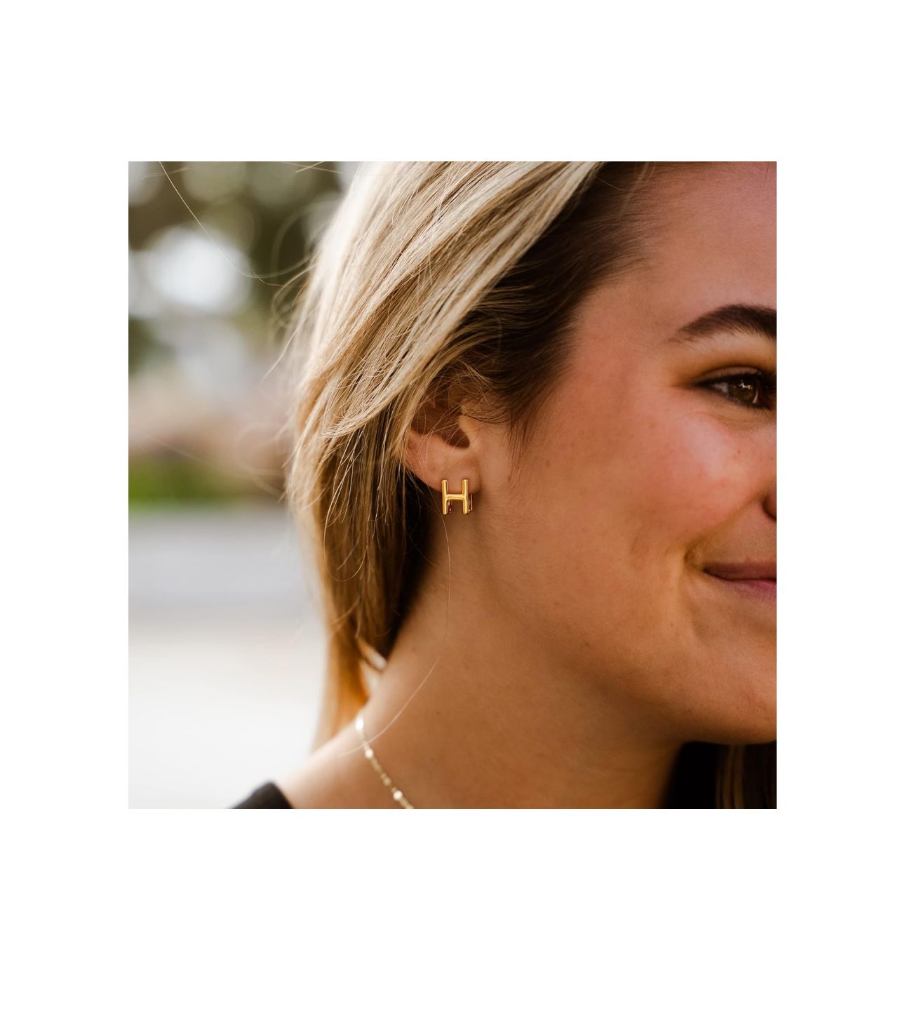 Initial Stud Earring 14K Gold Plated
