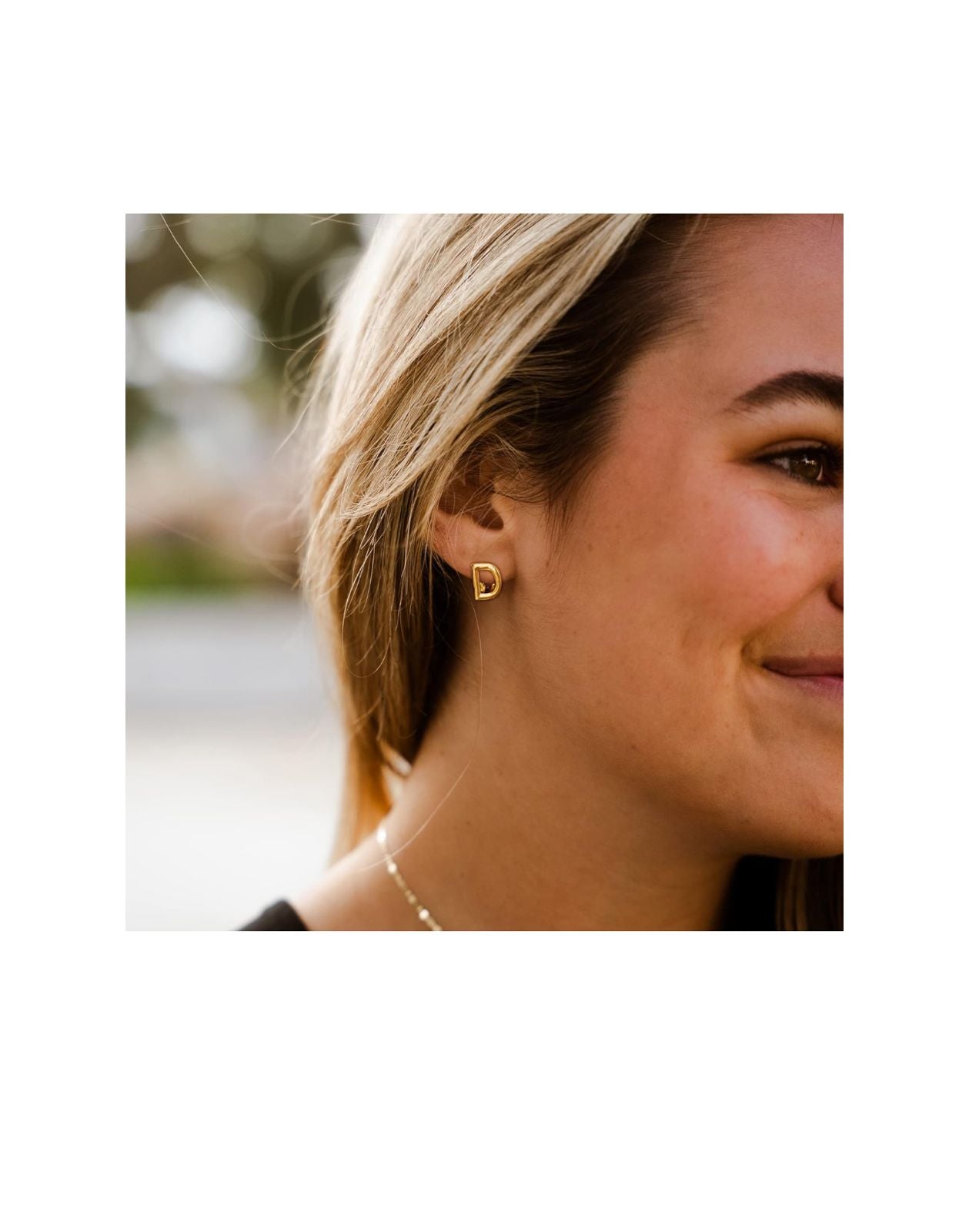 Initial Stud Earring 14K Gold Plated
