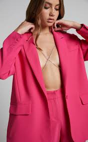 Body Chain Crossover Crystal Silver Diamante