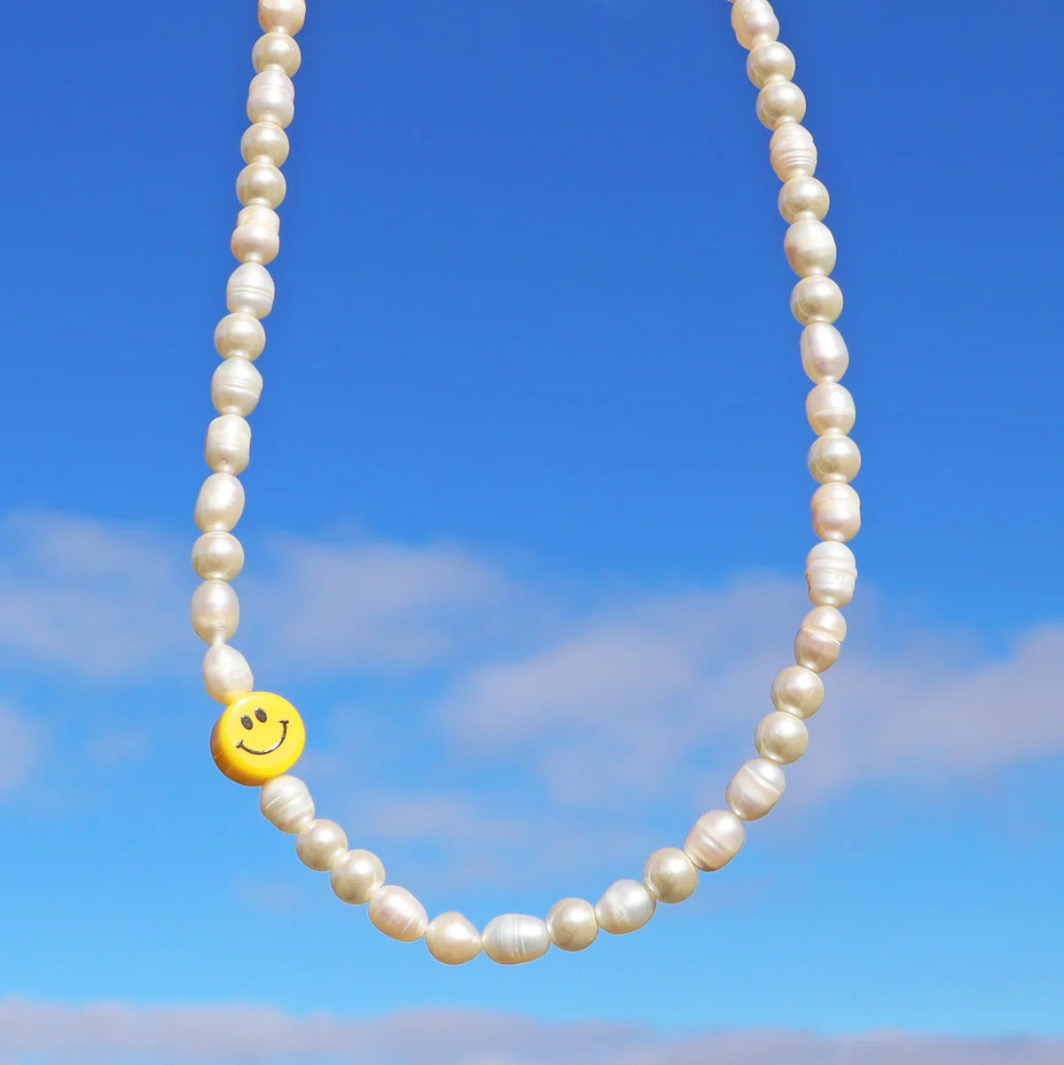 Pearl and Smiley Face Necklace 40cm