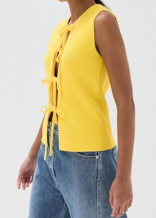 Tie Front Knit Tank Top