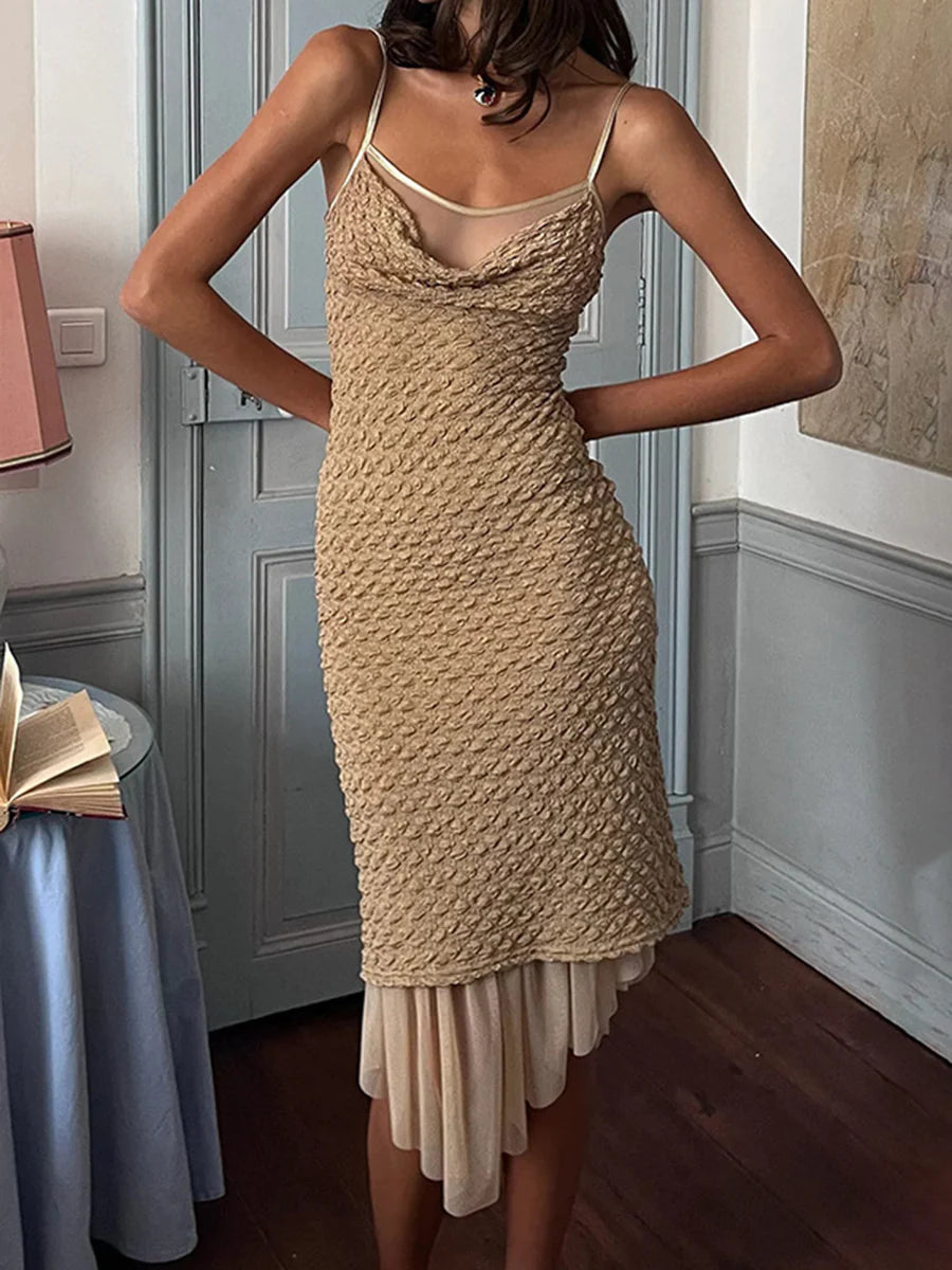 Knit Asymmetric Draped Cami Dress