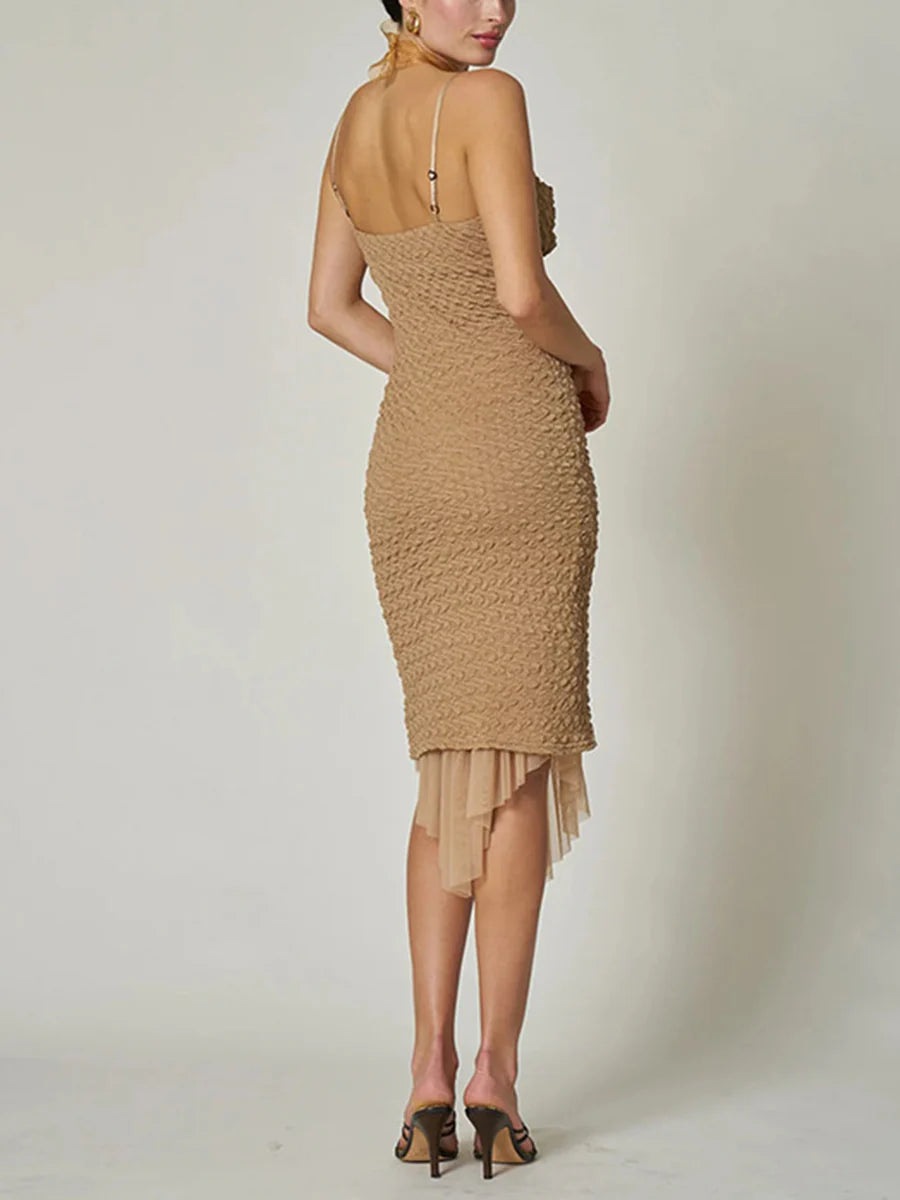 Knit Asymmetric Draped Cami Dress