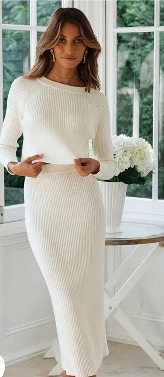 2 Piece Knit Sweater & Maxi Skirt