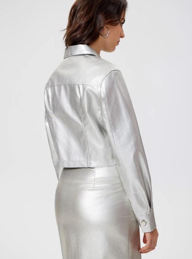 Faux Leather Silver Shacket