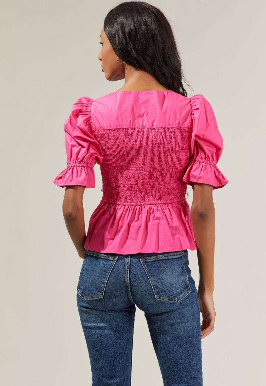 Chelsa Peplum Smocked Top