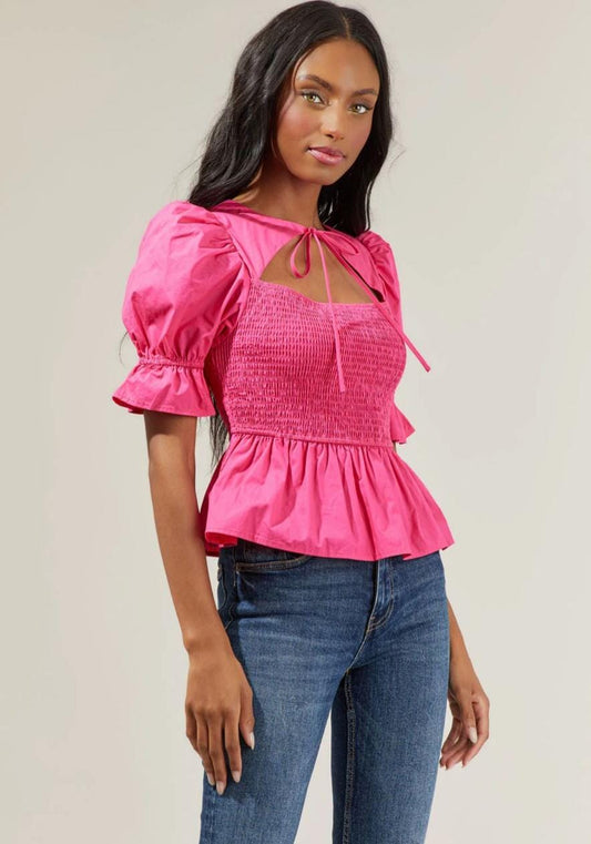 Chelsa Peplum Smocked Top