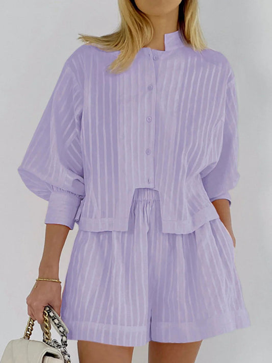 Pinstripe Long-Sleeve Short Set