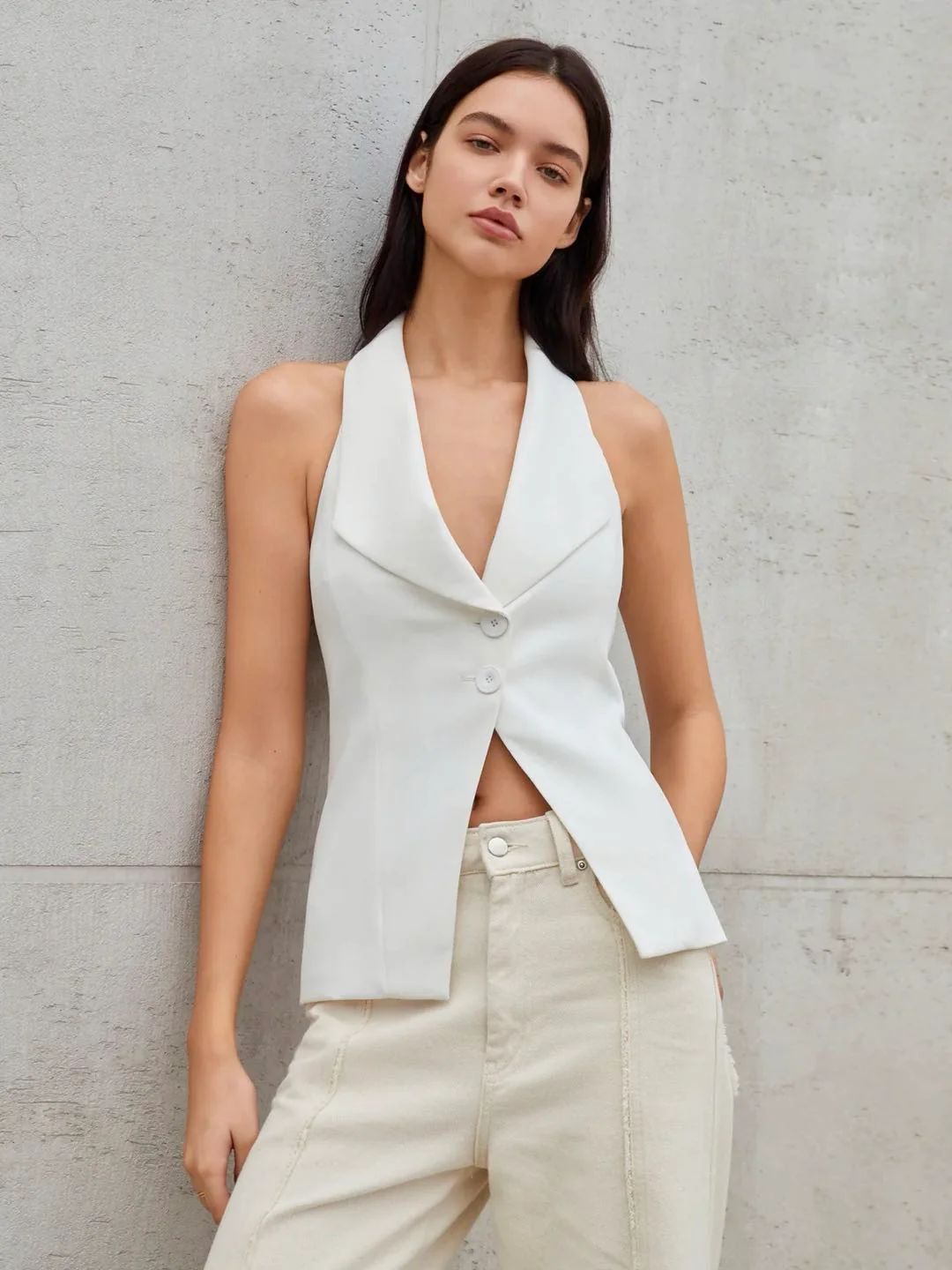 Tailored Button Halter Waistcoat