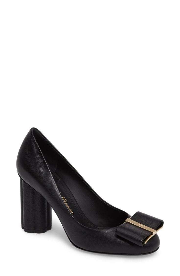 Salvatore Ferragamo Capua 55 Black Bow Heel Pumps