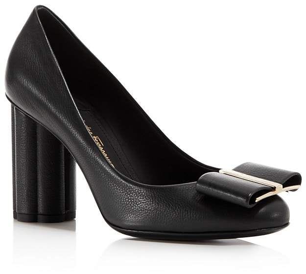 Salvatore Ferragamo Capua 55 Black Bow Heel Pumps