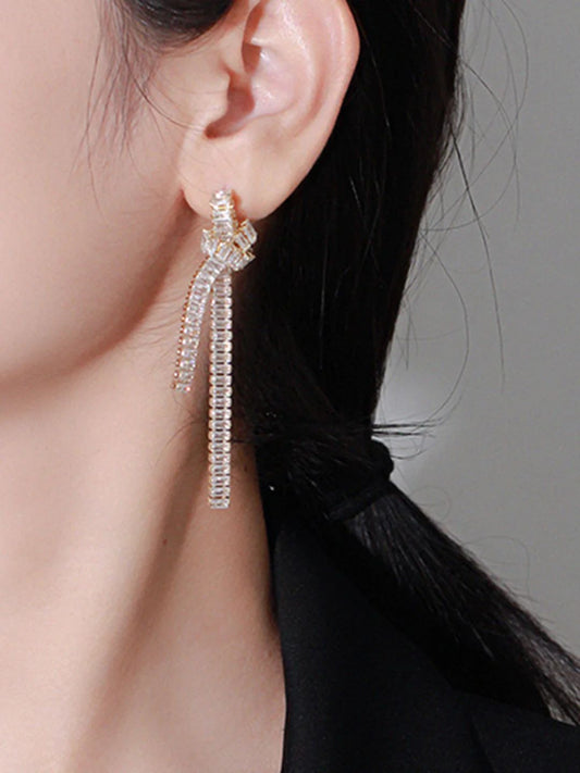 Zircon Knotted Tassel Earrings