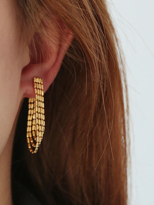 Golden Tassel Chain Drop Earring