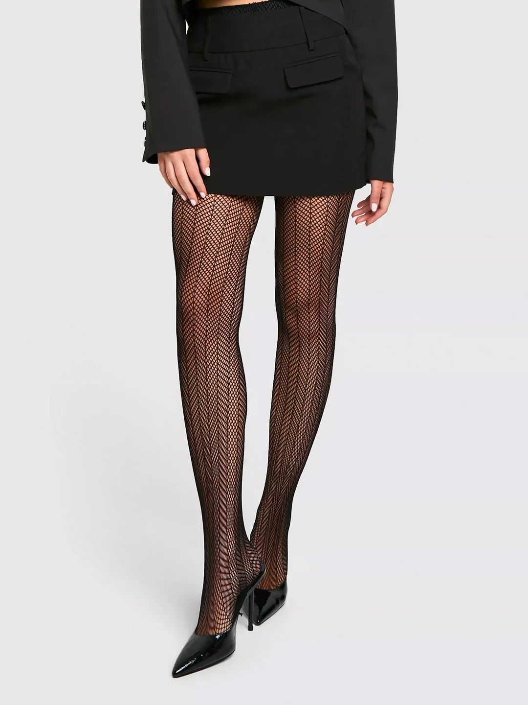 Fishbone-Pattern Sheer Tights