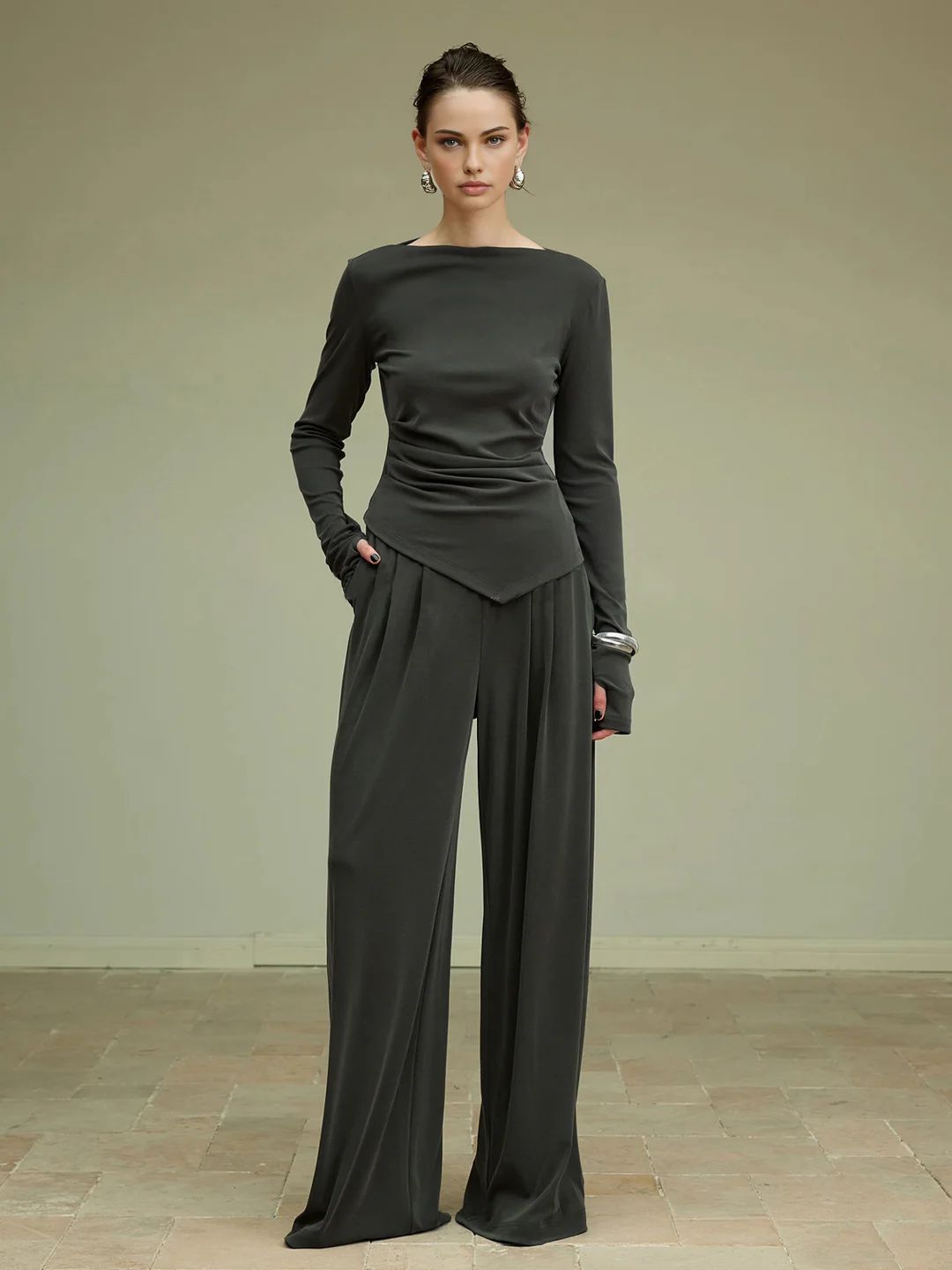 Assymetrical Pleated Co-Ord