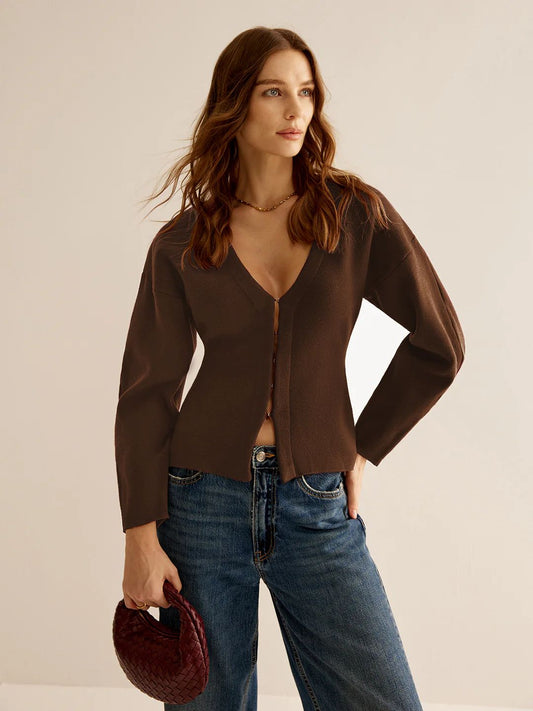 V-Neck Slim Fitted Cardigan