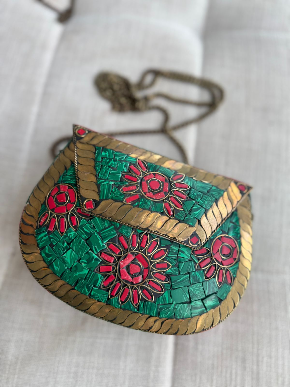 Handmade Moroccan Mosaic Tile Handbag Crossbody w/chain Strap