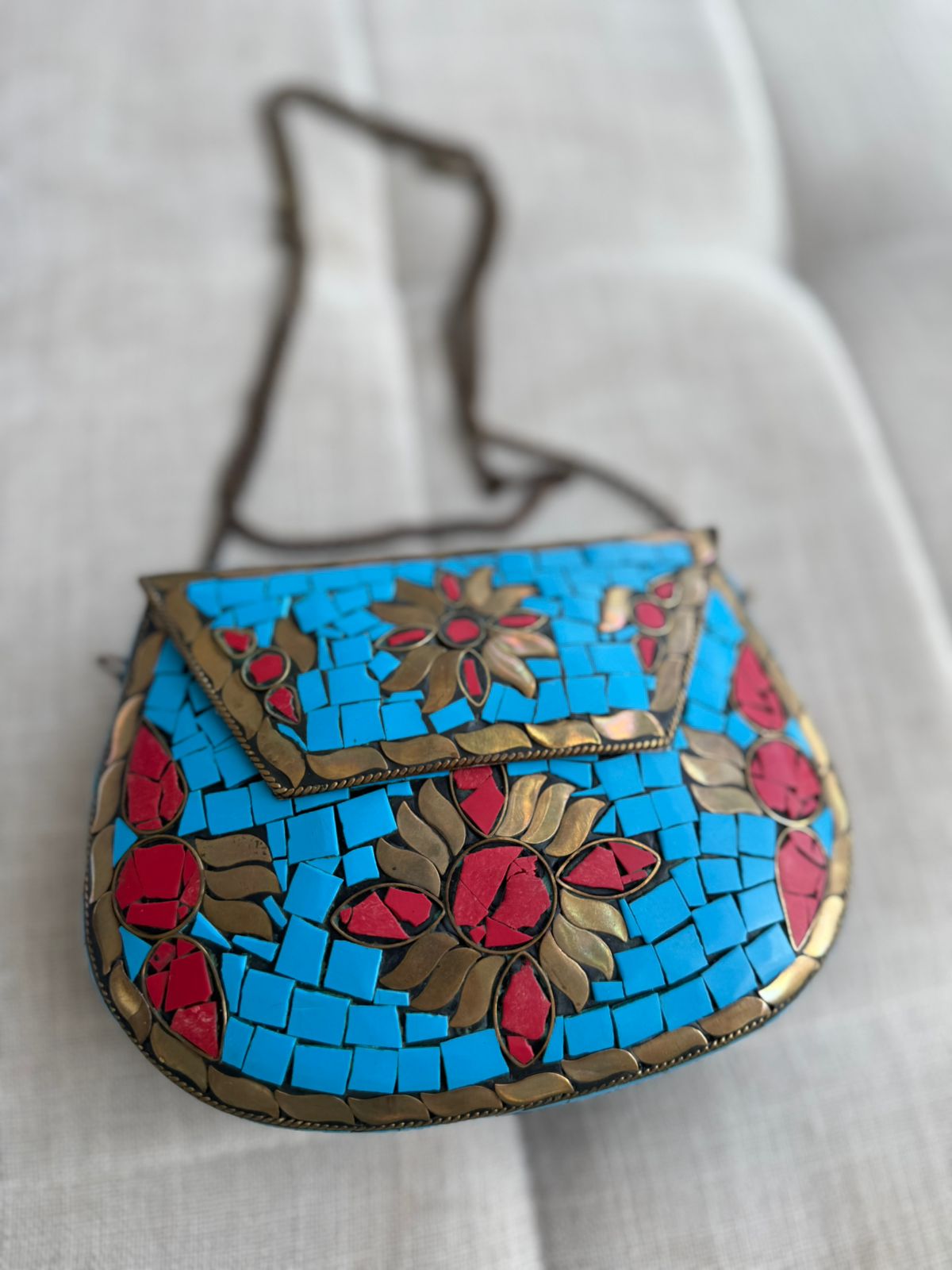 Handmade Moroccan Mosaic Tile Handbag Crossbody w/chain Strap