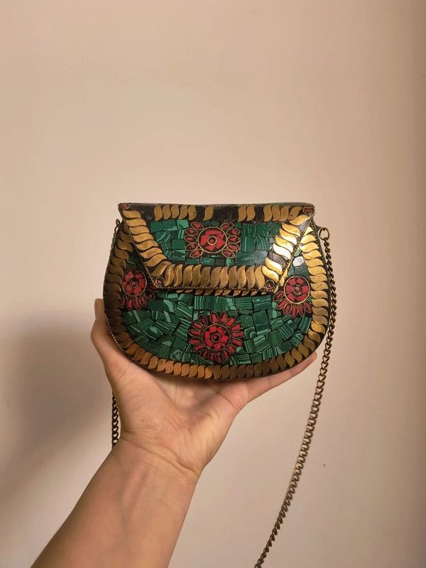 Handmade Moroccan Mosaic Tile Handbag Crossbody w/chain Strap